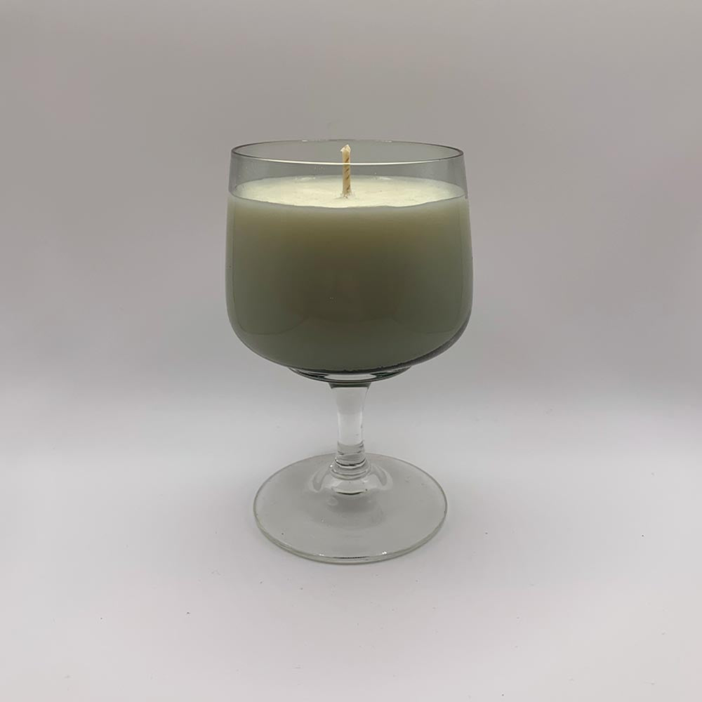 Smoky Blue Vintage Cocktail Glass - Sweet Cider & Fig Candle