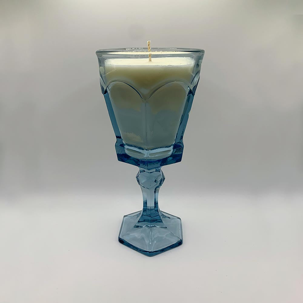 Blue Fosteria Vintage Wine Glass - Spiced Apple Chai Candle