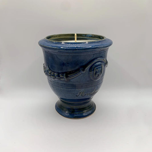 Navy Blue Coquille Anduze Ceramic Urn - Spiced Apple Chai Candle