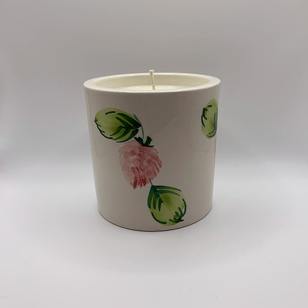 Hand-Painted Floral Ceramic Cup - Sweet Cider & Fig Candle