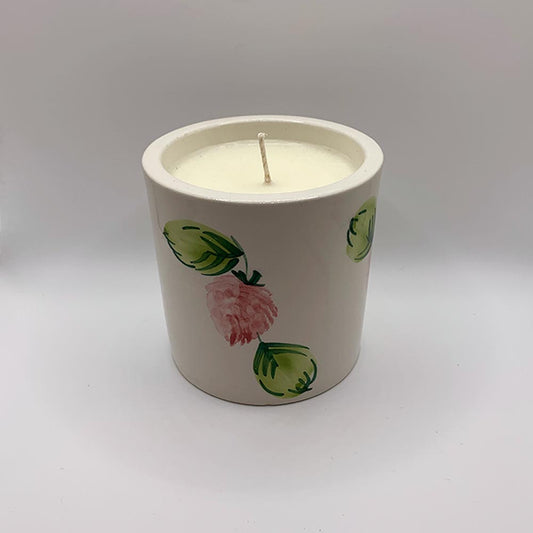 Hand-Painted Floral Ceramic Cup - Sweet Cider & Fig Candle