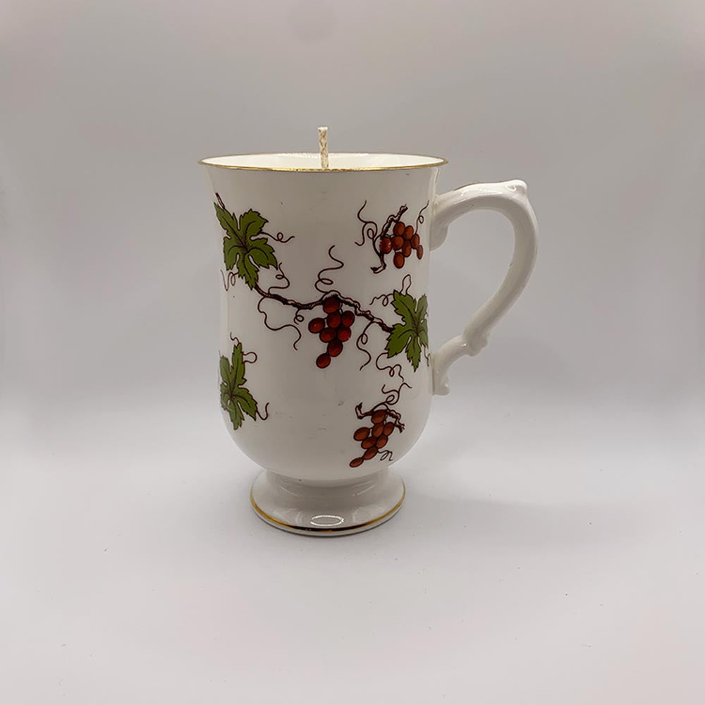 Royal Victoria Grapevine Footed Tea Cup - Sweet Cider & Fig Candle