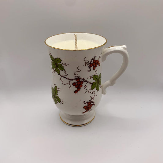 Royal Victoria Grapevine Footed Tea Cup - Sweet Cider & Fig Candle