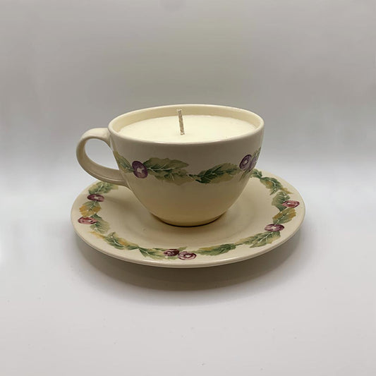 Pfaltzgraff Jamberry Cup & Saucer - Sweet Cider & Fig Candle